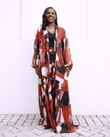 Red White Black Dots and Stripes Raglan Duster