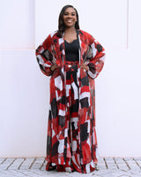 Red White Black Dots and Stripes Raglan Duster