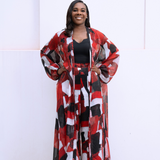 Red White Black Dots and Stripes Raglan Duster