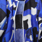 Blue White Black Dots and Stripes Silk Cardigan