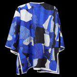 Blue White Black Dots and Stripes Silk Cardigan