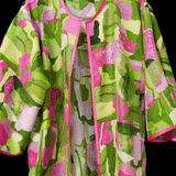 Lime Green Pink Ivy Fields Silk Cardigan