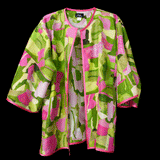 Lime Green Pink Ivy Fields Silk Cardigan