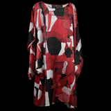 Red White Black Dots and Stripes Dolman Sleeve Dress