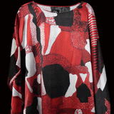 Red White Black Dots and Stripes Dolman Sleeve Dress