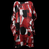 Red White Black Dots and Stripes Dolman Sleeve Dress