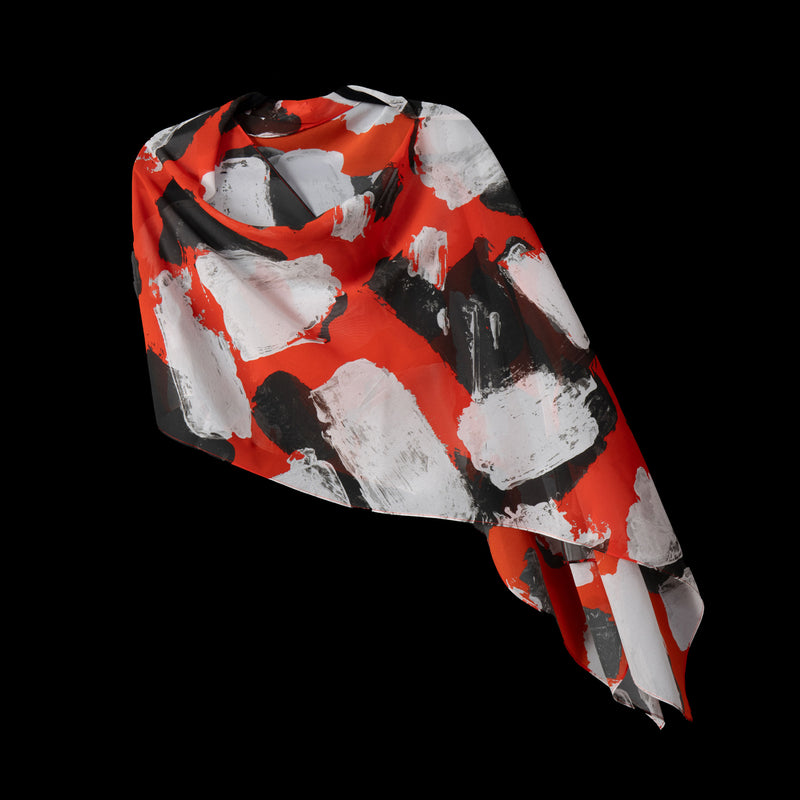 Red White Black Blocks Shawl
