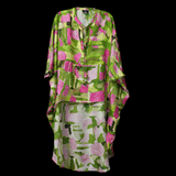 Lime Green Pink Ivy Fields Batwing High Low Tunic