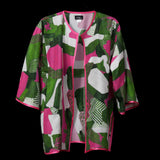 Green Pink White Dots and Stripes Silk Cardigan