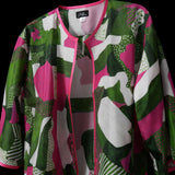 Green Pink White Dots and Stripes Silk Cardigan