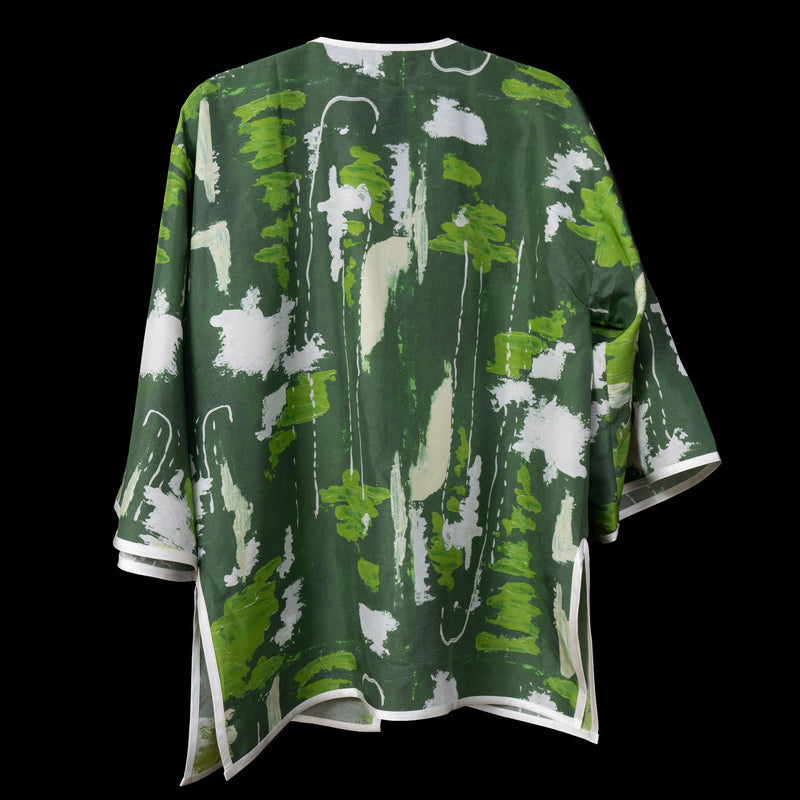 Green Silver Wall Splash Silk Cardigan