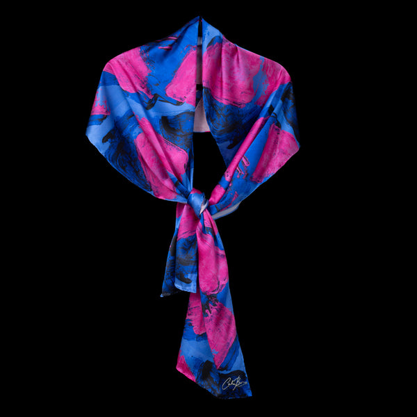 Blue Pink Blocks Oblong Scarf