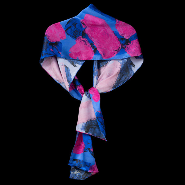 Blue Pink Blocks Oblong Scarf