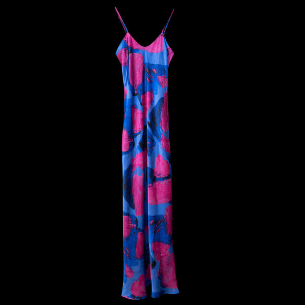 Blue Pink Blocks Slip Dress
