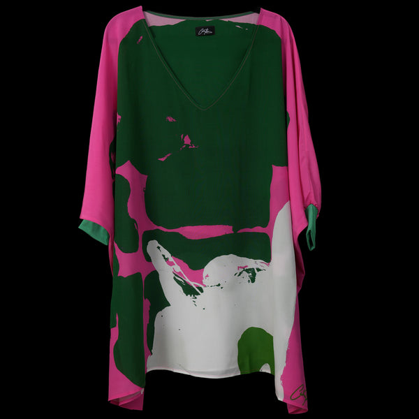 Pink Green Organic II Kaftan Dress W/ Cuff