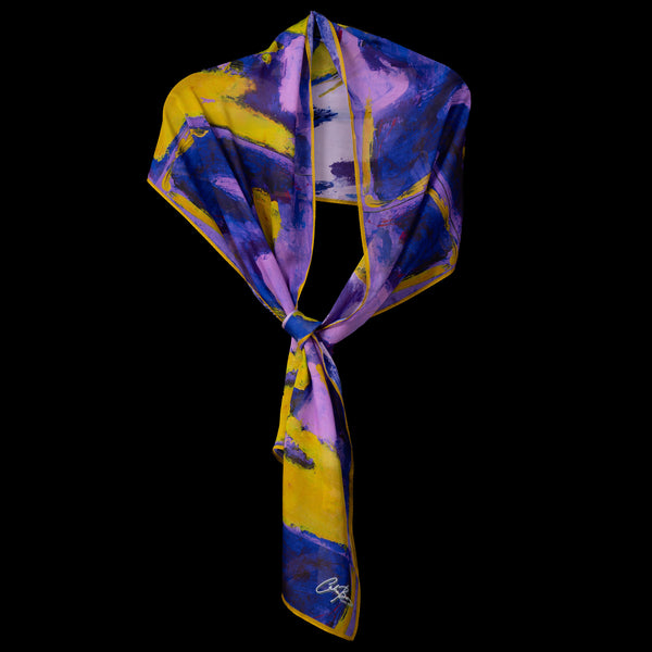 Purple Gold Abstract I Oblong Scarf