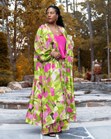 Lime Green Pink Ivy Fields Raglan Duster