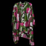 Green Pink White Dots and Stripes Cape Kimono
