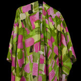 Lime Green Pink Ivy Fields Cape Kimono