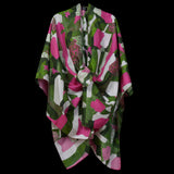 Green Pink White Dots and Stripes Cape Kimono
