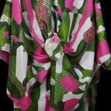 Green Pink White Dots and Stripes Cape Kimono