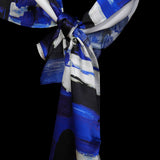 Blue White Paint Strokes Oblong Scarf