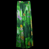 Green Gold Abstract II Palazzo Pants W/ Slit