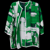 Green White Paint Strokes RV Silk Cardigan