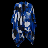 Blue White Black Dots and Stripes Cape Kimono