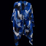 Blue White Black Dots and Stripes Cape Kimono