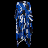 Blue White Black Dots and Stripes Kimono Duster
