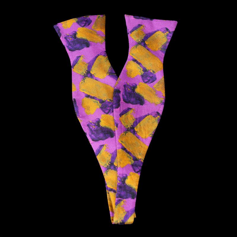 Purple Gold Blocks Bow Tie