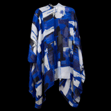 Blue White Paint Strokes Cape Kimono
