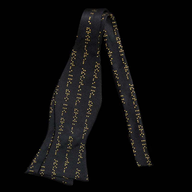Black and Gold Braille Bow Tie