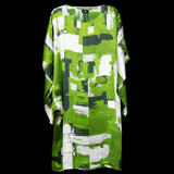 Green White Paint Strokes RV Dolman Sleeve Dress