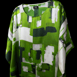 Green White Paint Strokes RV Dolman Sleeve Dress