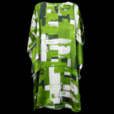 Green White Paint Strokes RV Dolman Sleeve Dress