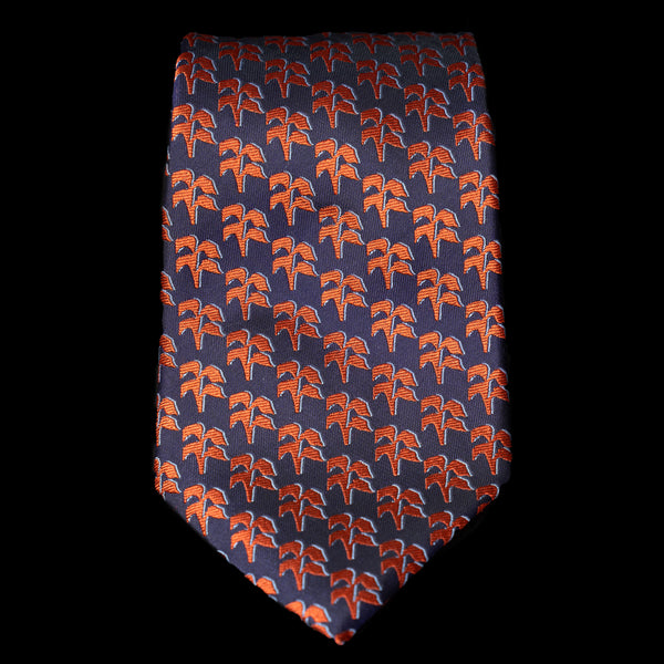 Navy Orange Palm Trees Neck Tie