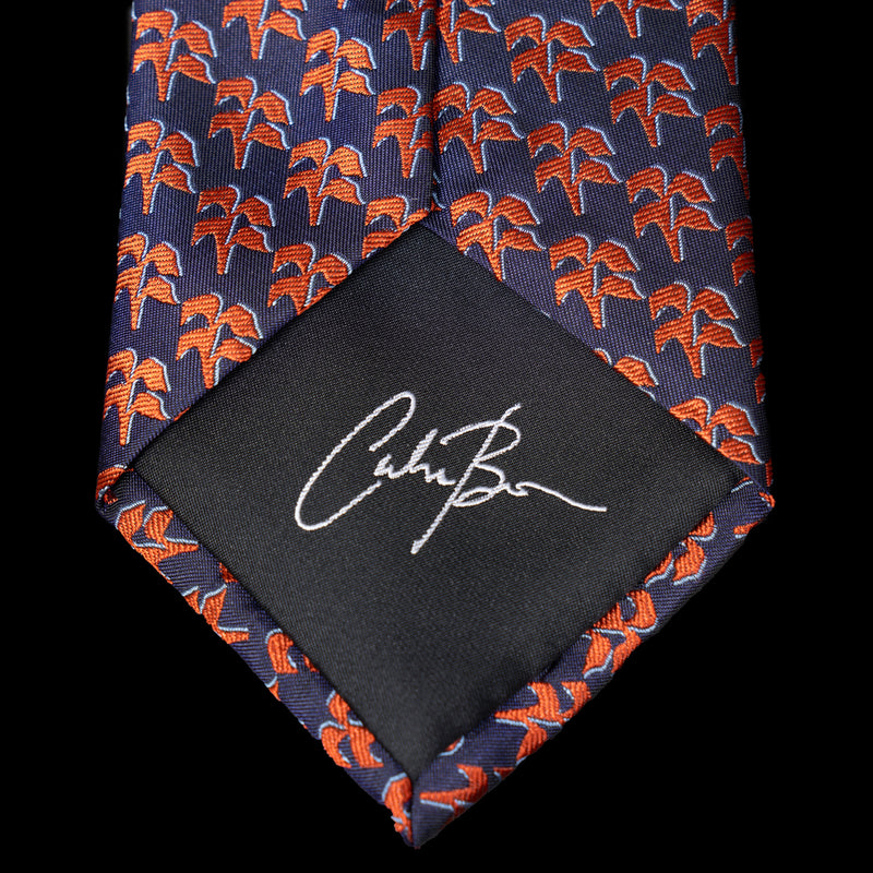 Navy Orange Palm Trees Neck Tie