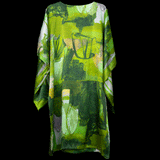 Green Gold Abstract II Dolman Sleeve Dress