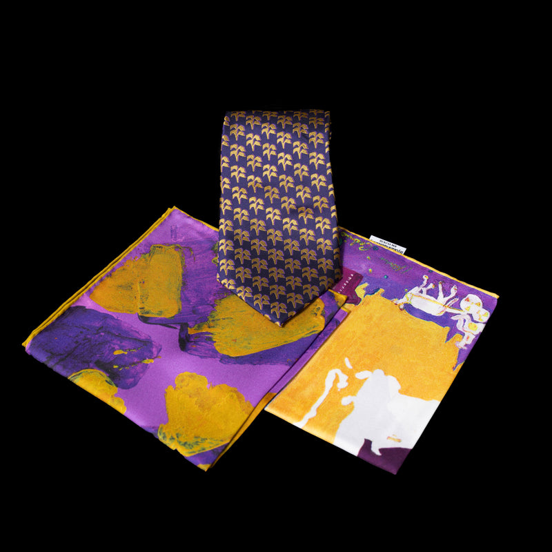 Purple Gold Palm Trees Neck Tie
