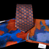 Navy Orange Palm Trees Neck Tie