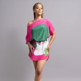 Pink Green Organic II Boatneck Mini Dress