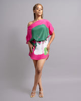 Pink Green Organic II Boatneck Mini Dress