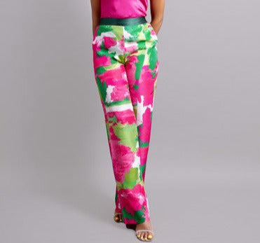 Pink Green Cactus Camo Palazzo Pants