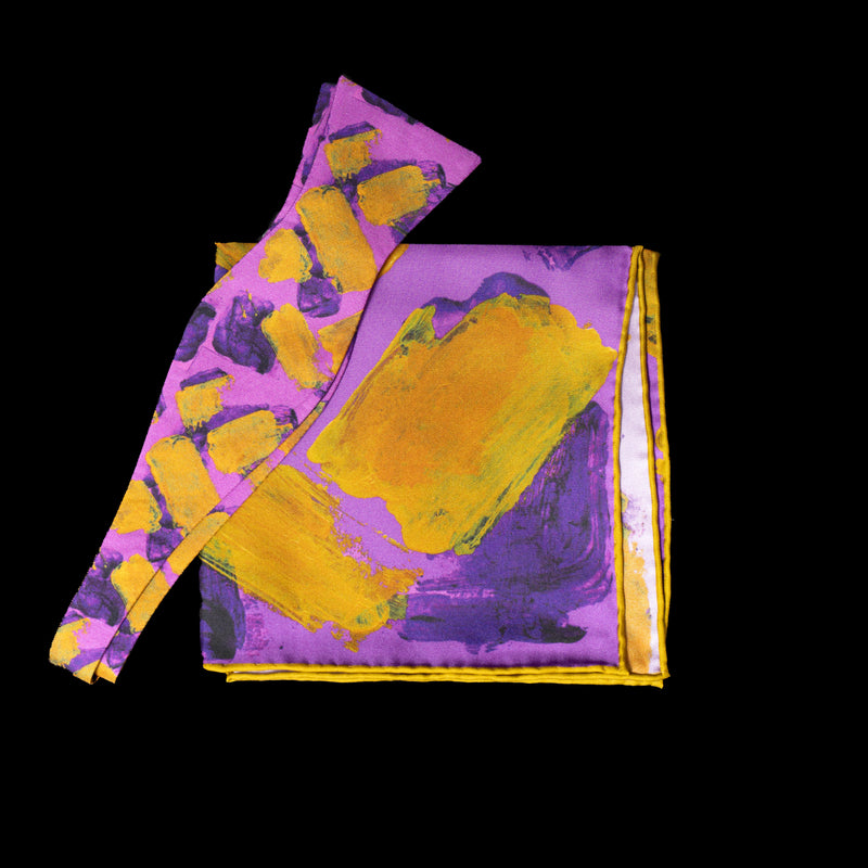 Purple Gold Blocks Bow Tie