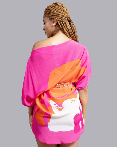 Orange Pink Organic II Boatneck Mini Dress Orange Pink Organic II Boatneck Mini Dress