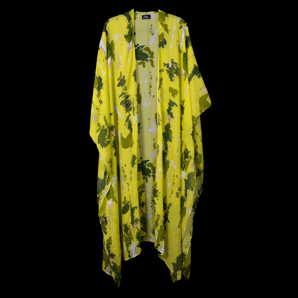 Yellow Green Wall Splash Kimono Duster