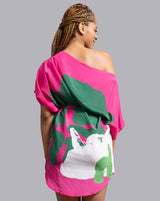 Pink Green Organic II Boatneck Mini Dress