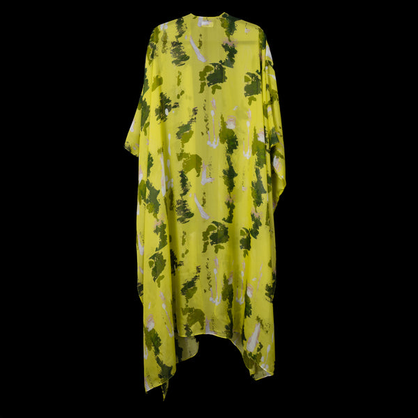Yellow Green Wall Splash Kimono Duster